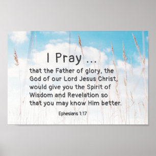 Efesierna 1:17 Bibelbön för Wisdom-avslöjande Poster