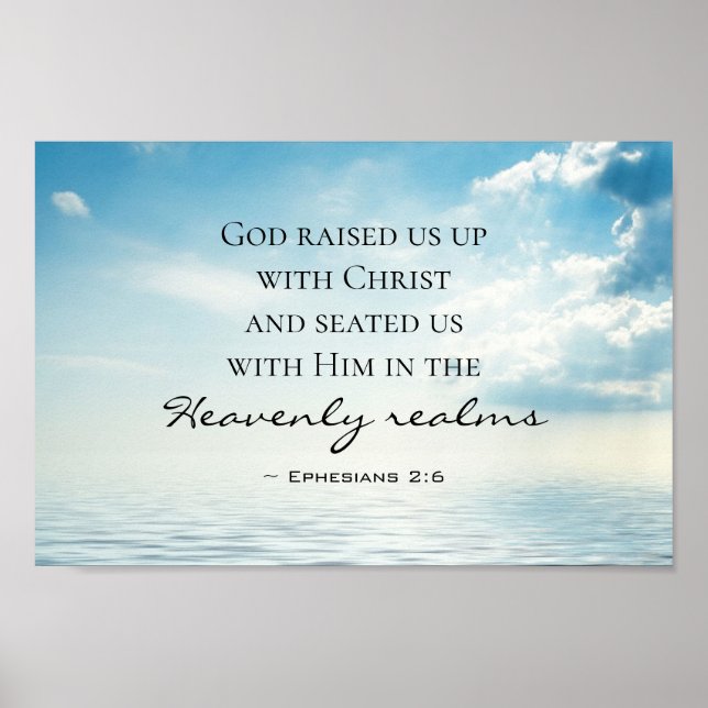 Efesierna 2:6 Gud uppfostrade oss med Kristus, Bib Poster (Framsidan)