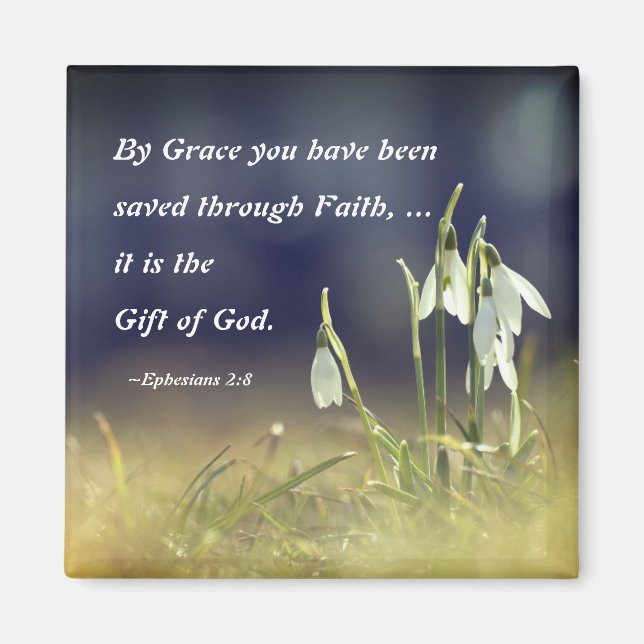 Efesierna 2:8 av Grace har du sparats bibel Magnet (Framsidan)