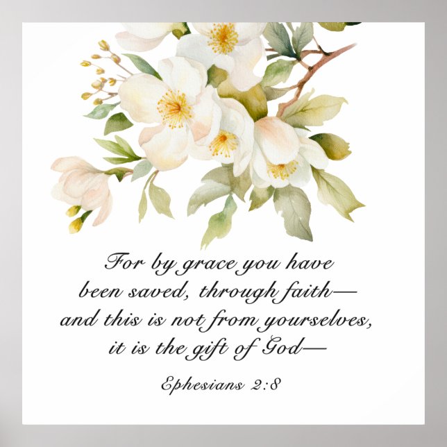 Efesierna 2:8 Med Grace har du sparat Bible Poster (Framsidan)