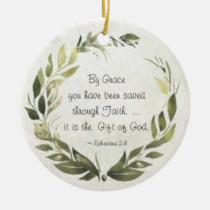Efesierna 2:8 Med Grace har du sparat Julgransprydnad Keramik