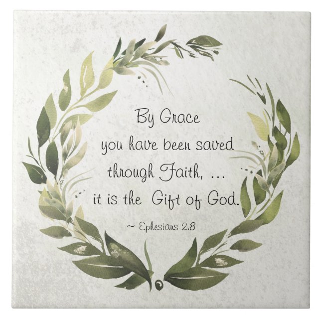 Efesierna 2:8 Med Grace har du sparat Kakelplatta (Framsidan)