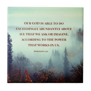 Efesierna 3:20 Vår GOD kan... Fall Forest Kakelplatta