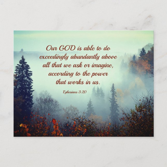 Efesierna 3:20 Vår GOD kan... Fall Forest Vykort (Framsida)