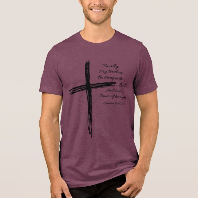 Efesierna 6:10 Shirt - Var stark i Lord Bible T (Framsida)