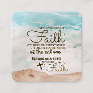 Efesierna 6:16 Ta upp skölden för troende Bibel Fyrkantigt Visitkort