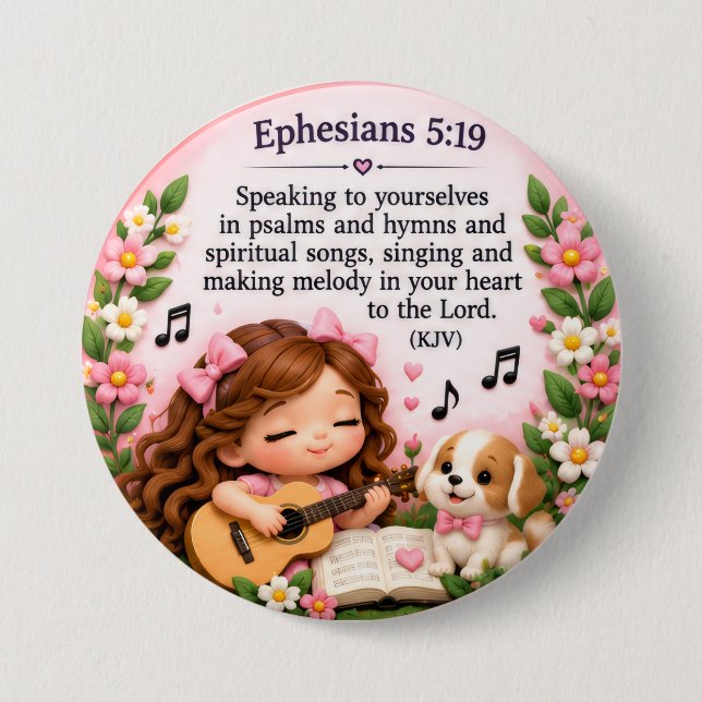 Efesus 5:19 Kristna musik Blommig knapp (Framsida)