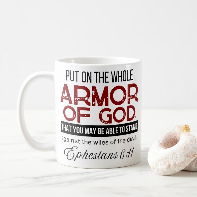 Efesus 6:11 Sätt på er hela Guds rustning Kaffemugg (Med munk)