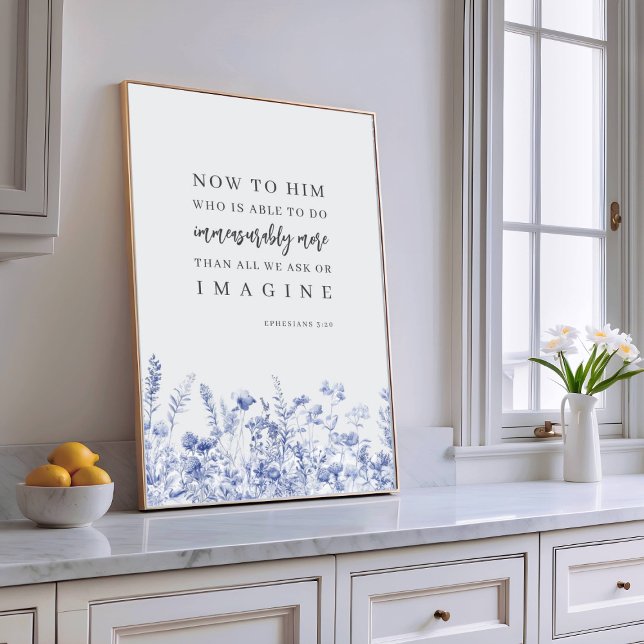 Efesusbrevet 3:20 Chinoiserie Blommig Bibelvers  Poster (Skapare uppladdad)