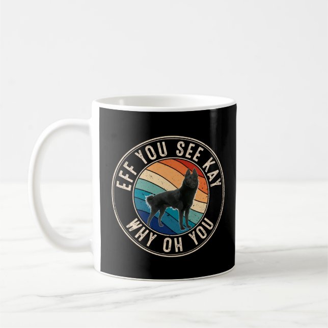 Eff du ser Kay Retro 80s Schipperke Kaffemugg (Vänster)