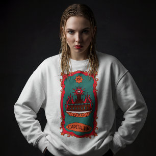 Eff Kapitalism Bränn Det Tarotkort Torn Symbol T Shirt