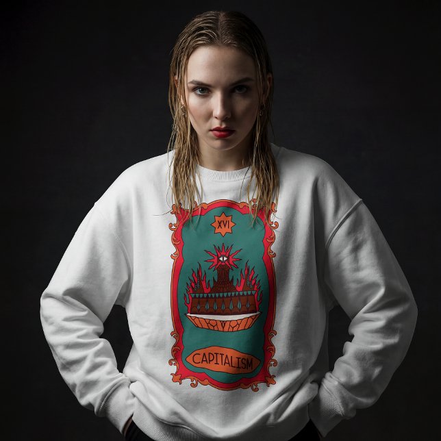 Eff Kapitalism Bränn Det Tarotkort Torn Symbol T Shirt (Skapare uppladdad)