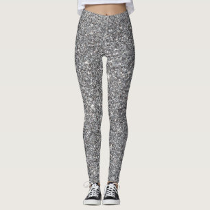 Effekt av kvinnlig baljväxt i silver Glitter Leggings