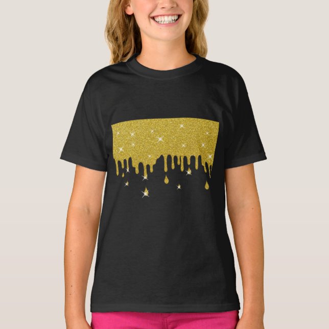 Effekt och miniatyrdiagram för Guld Glitter T Shirt (Framsida)