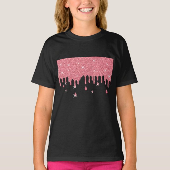 Effekt och miniatyrdiagram för Rosa Glitter T Shirt (Framsida)