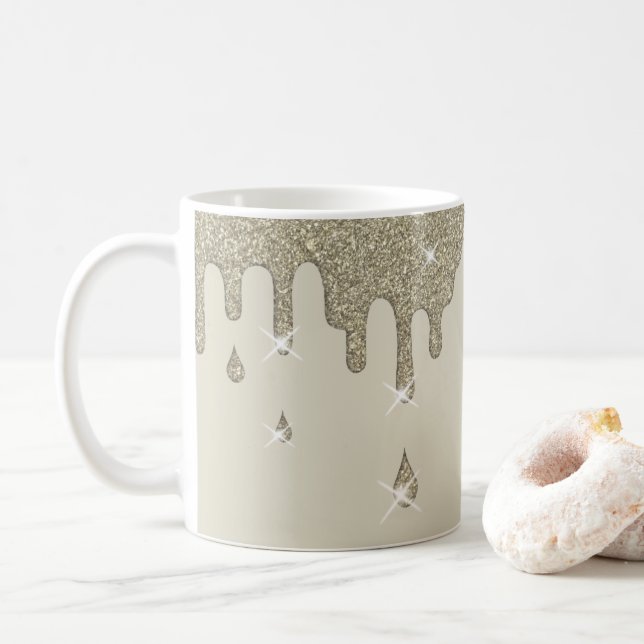 Effekt och miniatyrdiagram för Silver Glitter Kaffemugg (Med munk)