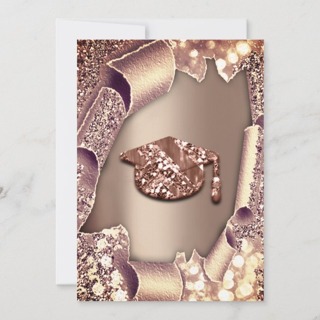 EFFEKTEN student Party GJP Glitter Ro 3D EFFECT Inbjudningar (Baksida)