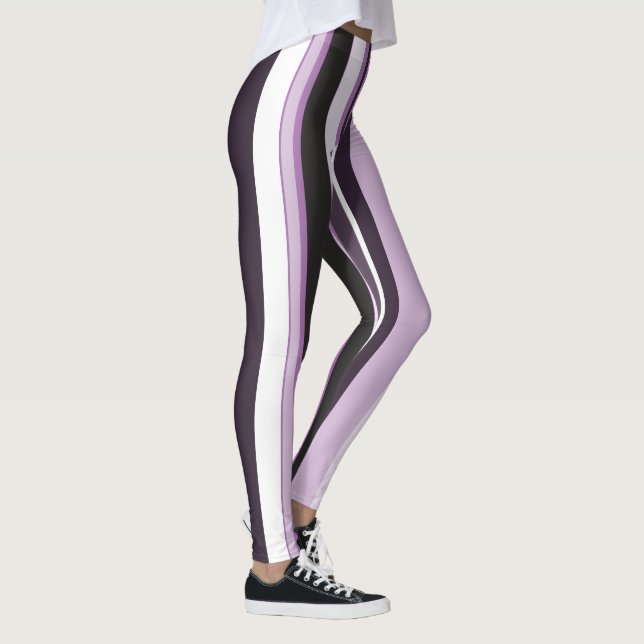 Effektiv Lilafärgad Modern Vertikalrandig Leggings (Höger)