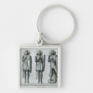 Effigies av riddaren Templars Fyrkantig Silverfärgad Nyckelring