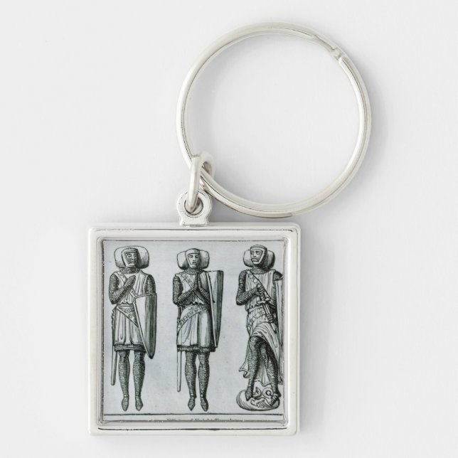 Effigies av riddaren Templars Fyrkantig Silverfärgad Nyckelring (Framsidan)