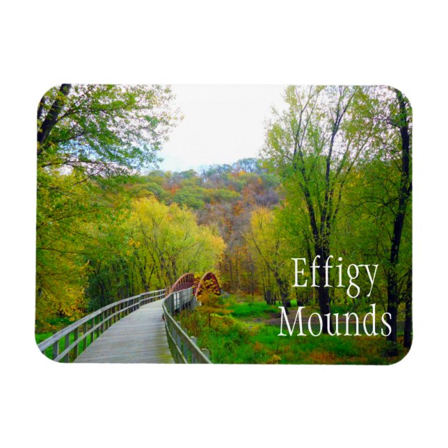 Effigy Mounds Footbridge över Gult River Magnet (Horisontell)