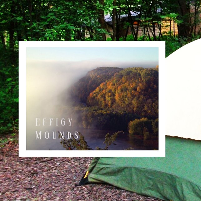 Effigy Mounds, Mississippi Overlook, Foggy, Autumn Vykort (Skapare uppladdad)
