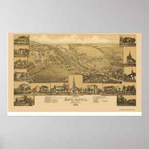 Efrata, PA Panoramic Karta - 1887 Poster