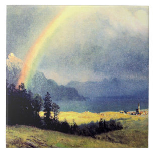 Efter badet, målning av Albert Bierstadt Kakelplatta