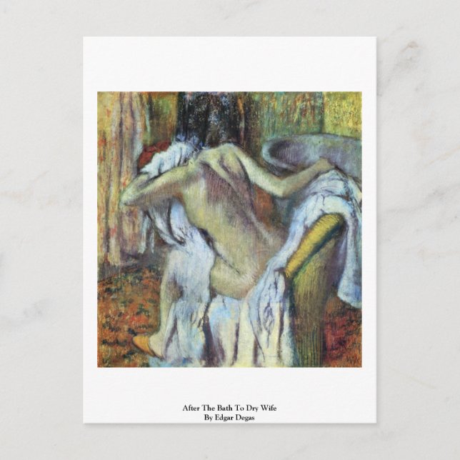Efter badet till den torra frun av Edgar Degas Vykort (Framsida)