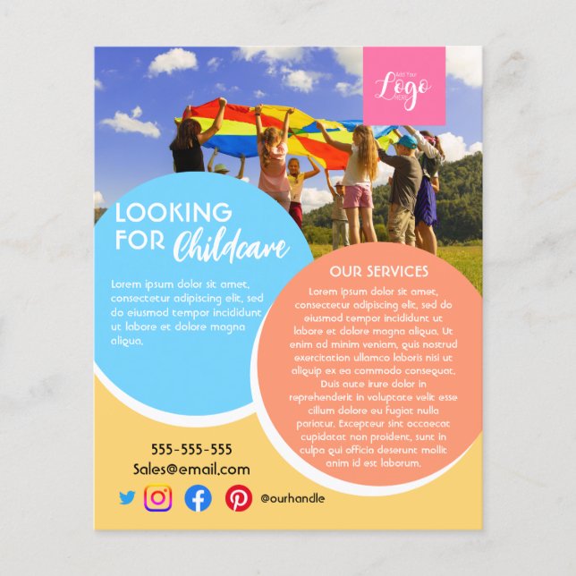 efter barnomsorgskläder för barndagskötare i skola flygblad (Framsidan)