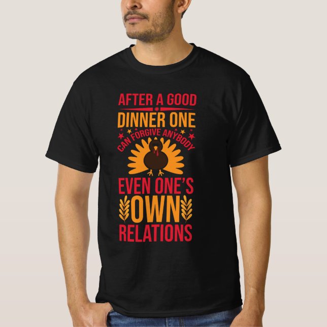 Efter Bra Thanksgiving Humor design T Shirt (Framsida)