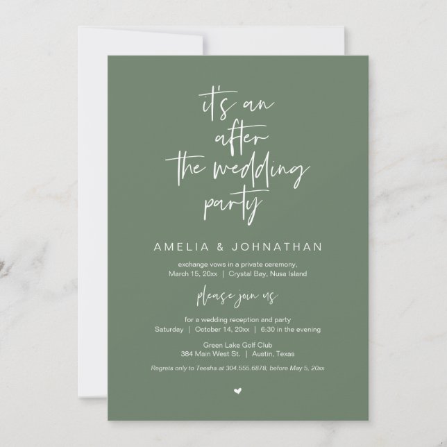 Efter bröllop, Svarta, Elopement Party Inbjudningar (Framsida)