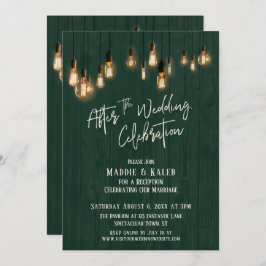 Efter Bröllopsfirande Grönt Trä & Ljus Inbjudningar