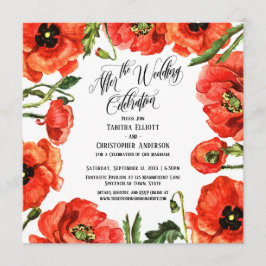 Efter Bröllopsfirande Röda Vallmoblomsterkrans Inbjudningar