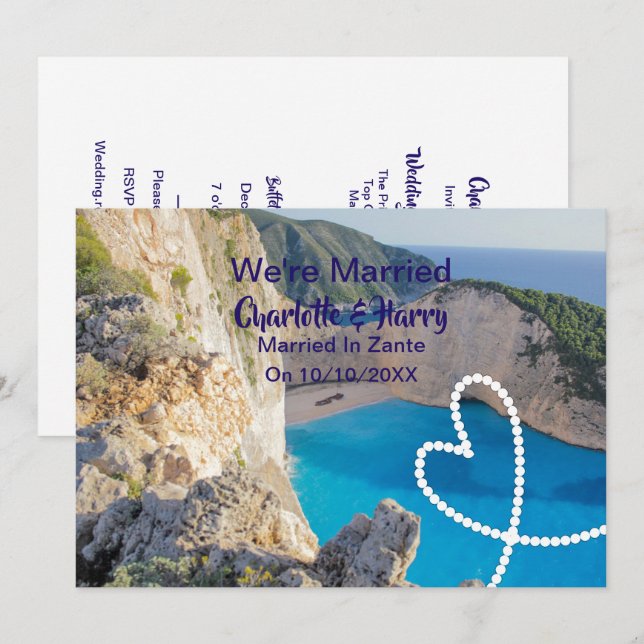 Efter bröllopsmottagning, Party gift i Zante Inbjudningar (Fram/baksida)