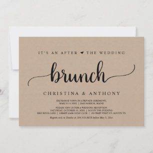 Efter Brunch i Bröllop, Rustic Kraft Elopement Inbjudningar