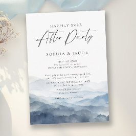 Efter fest Bergskedja Dammig blå Bröllop Inbjudningar