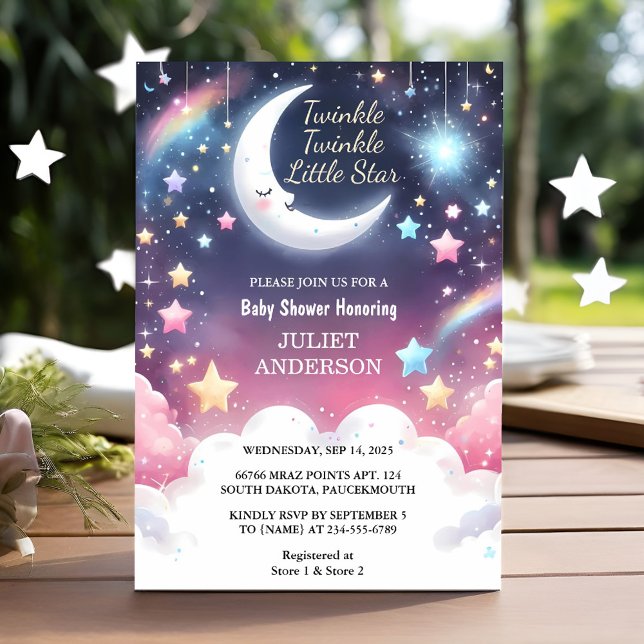 Efter Glitter Twinkle Twinkle Little Star Baby Sho Inbjudningar (Skapare uppladdad)
