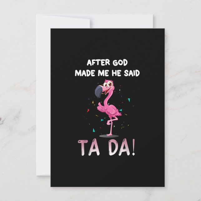 Efter Gud sa att han sa Ta Da, Flamingo Qu. Inbjudningar (Framsida)