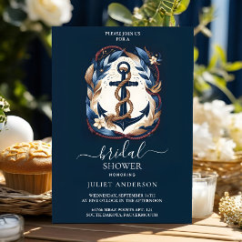 Efter Knot Boat Frakt Navy Blue Nautical Möhippa Inbjudningar