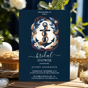Efter Knot Boat Frakt Navy Blue Nautical Möhippa Inbjudningar