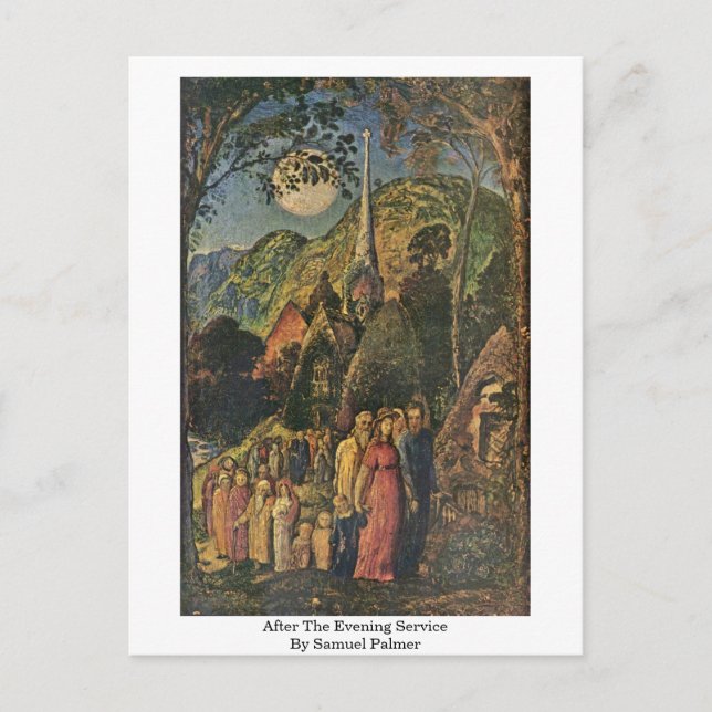Efter kvällstjänsten av Samuel Palmer Vykort (Framsida)
