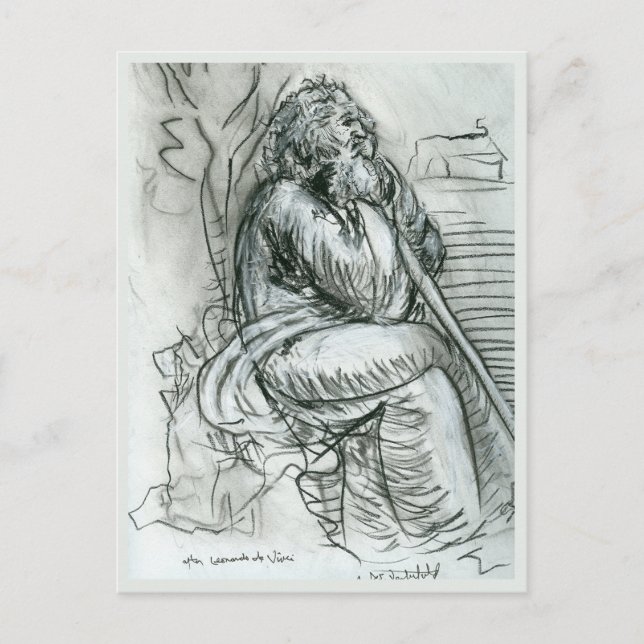 Efter Leonardo da Vinci Självporträtt Vykort (Framsida)