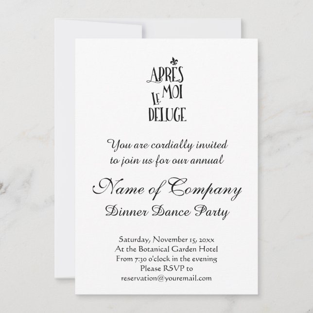 Efter mig är översvämningen - Franskens uttryck Inbjudningar (Framsida)