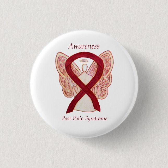 Efter Polio Syndrome Angel Awareness Ribbon Stift Knapp (Framsida)