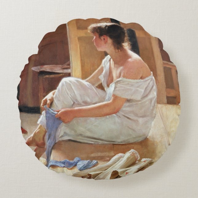 Efter posera, 1884 rund kudde (Framsidan)