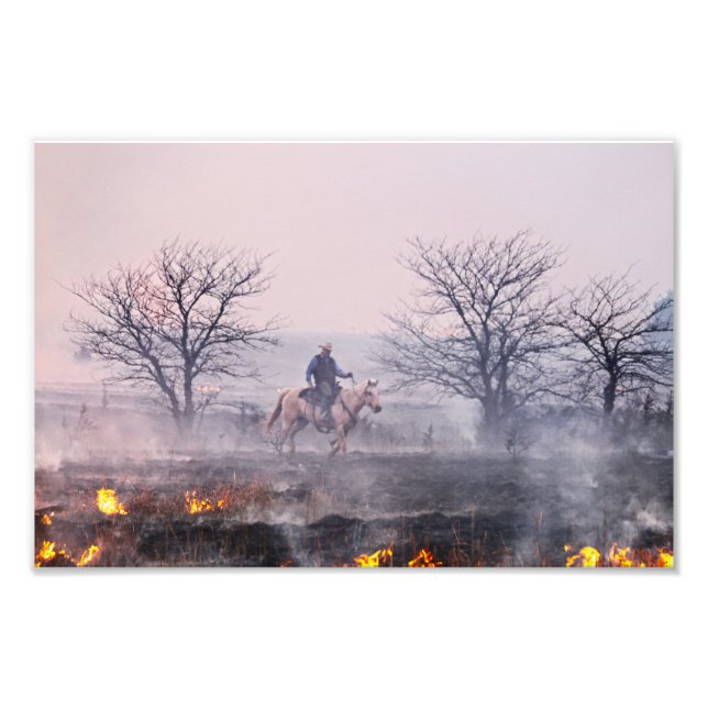 Efter Prairie Fire, Flint Backe, Kansas Fototryck (Framsidan)