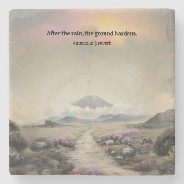 Efter regnet (japansk vattenfärgslandskapskonst) stenunderlägg (Framsidan)