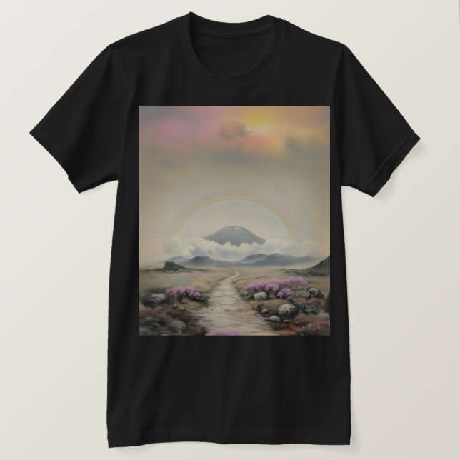 Efter regnet (japansk vattenfärgslandskapskonst) t shirt (Design framsida)