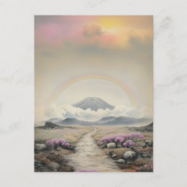 Efter regnet (japansk vattenfärgslandskapskonst) vykort